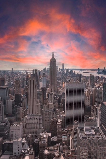 Tramonto in Top of the Rock a New York