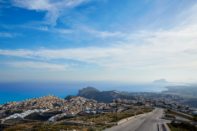 Tramonto nebbioso con vista aerea Alicante Calpe