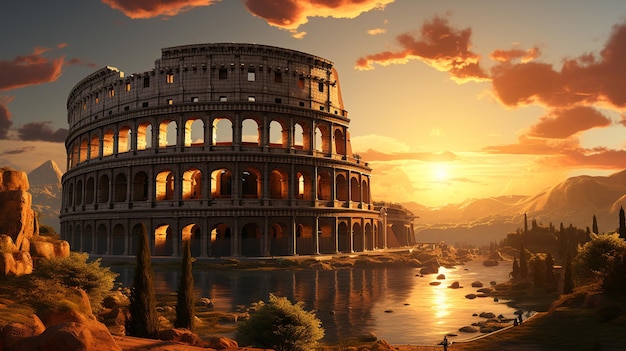 tramonto nel Foro Romano in Italia