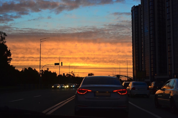 tramonto nella città di Kiev