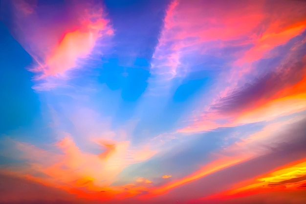 Tramonto serale con nuvole di tonalità rossa