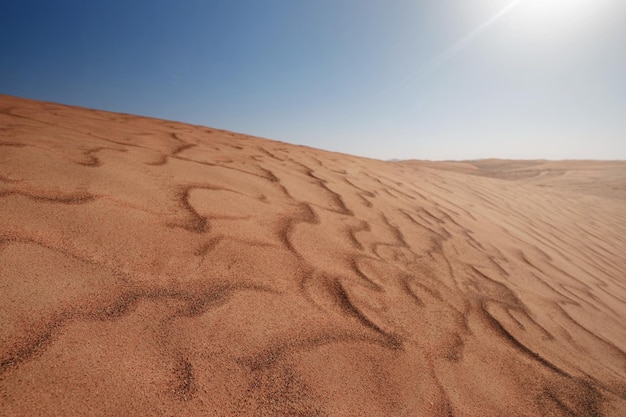 Tramonto sopra le dune di sabbia nel deserto