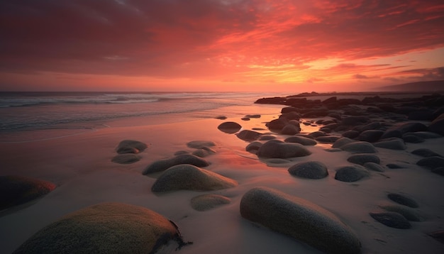 Tramonto su acque tranquille una vacanza perfetta generata da AI