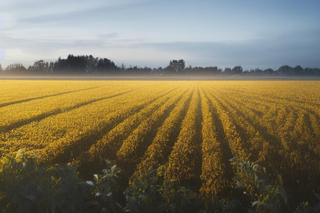 Tramonto su un campo di soia nei Paesi Bassi Europa