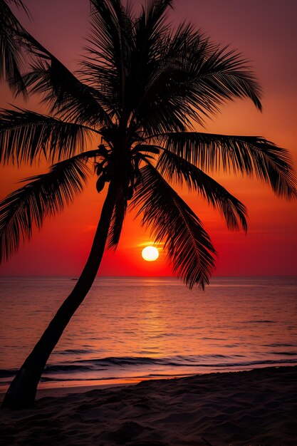 tramonto su una spiaggia con palme