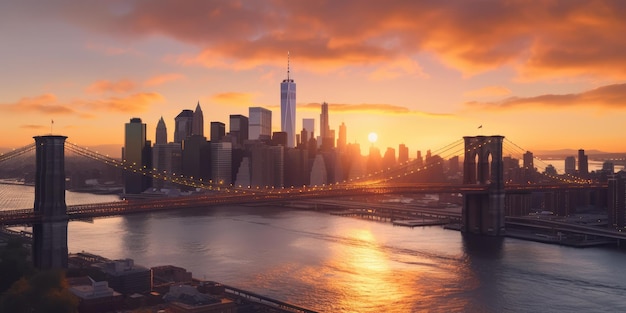 tramonto sul ponte di brooklyn