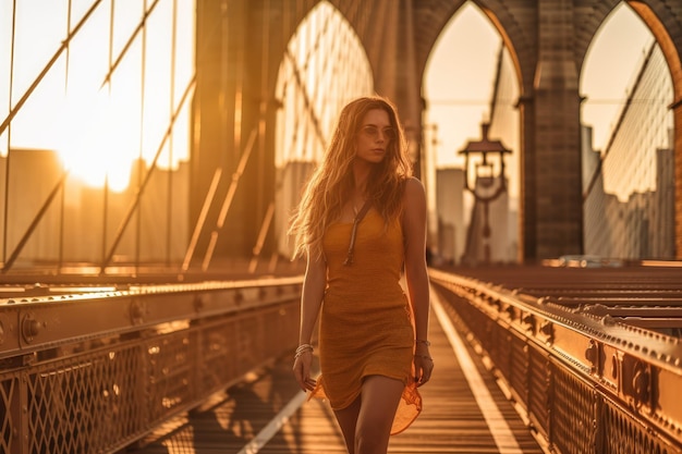 tramonto sul ponte di brooklyn