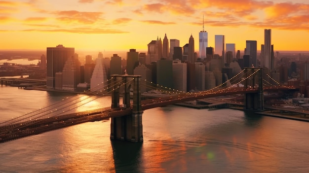 tramonto sul ponte di brooklyn