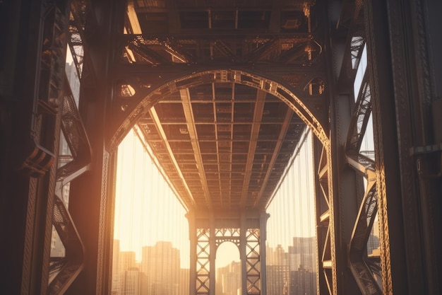 tramonto sul ponte di brooklyn