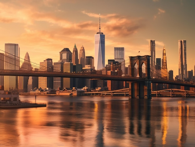 tramonto sul ponte di brooklyn