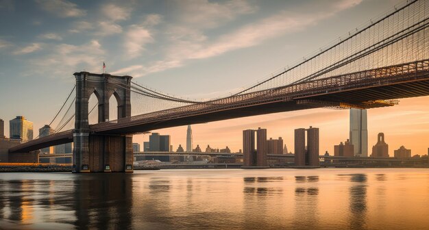 tramonto sul ponte di brooklyn