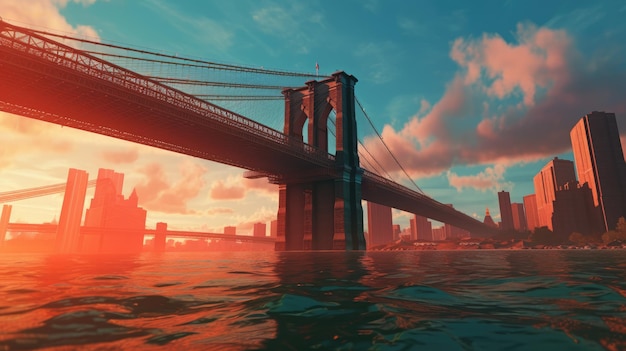 tramonto sul ponte di brooklyn