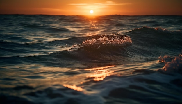 Tramonto sull'acqua tranquilla scena di bellezza generata dall'intelligenza artificiale