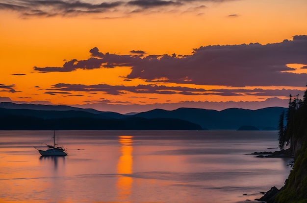 Tramonto sull'isola di Vancouver