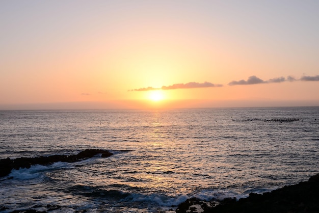 Tramonto sull'Oceano Atlantico a Tenerife Canarie Spagna