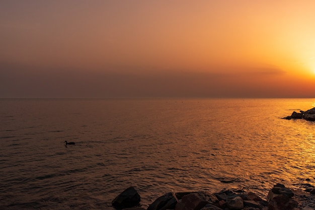 Tramonto sull'orizzonte del mare