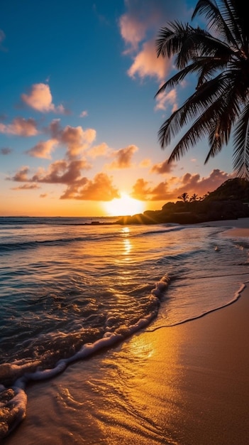 Tramonto sulla carta da parati spiaggia