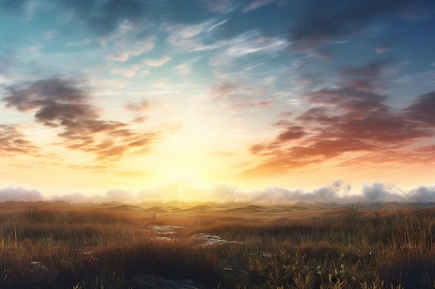 Tramonto sulla prateria Composizione della natura