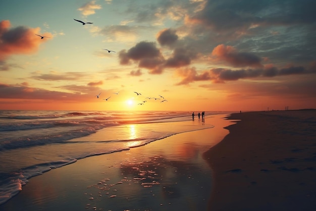 Tramonto sulla spiaggia Ai generativa