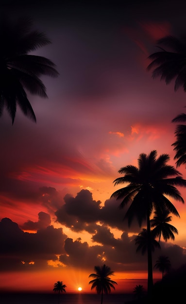 Tramonto sulla spiaggia delle palme