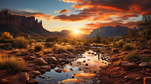 tramonto sulla valle con cactus rossi