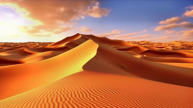 Tramonto sulle dune di sabbia