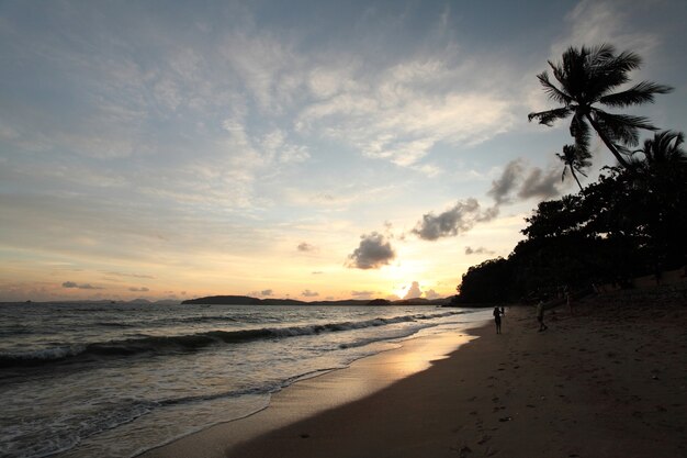 Tramonto tropicale sulla spiaggia. Krabi. Tailandia