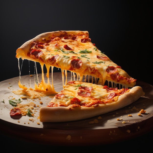 Trancio di pizza calda con formaggio fuso