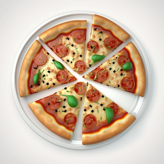 Trancio di pizza su piatto AI Generato