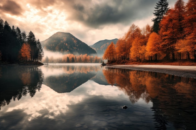 Tranquillità sul lago in autunno