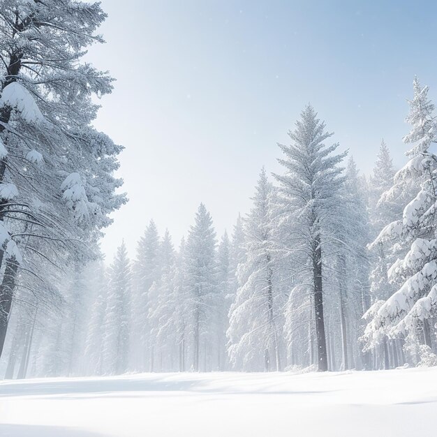 Tranquillo albero innevato della foresta invernale generato dall'intelligenza artificiale