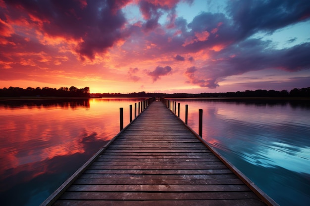 Tranquillo crepuscolo al bordo del molo bellissima immagine dell'alba