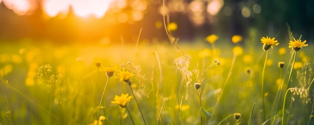 Tranquillo primo piano della natura primavera estate e sfondo sfocato della foresta IA generativa