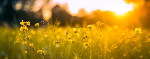 Tranquillo primo piano della natura primavera estate e sfondo sfocato della foresta IA generativa