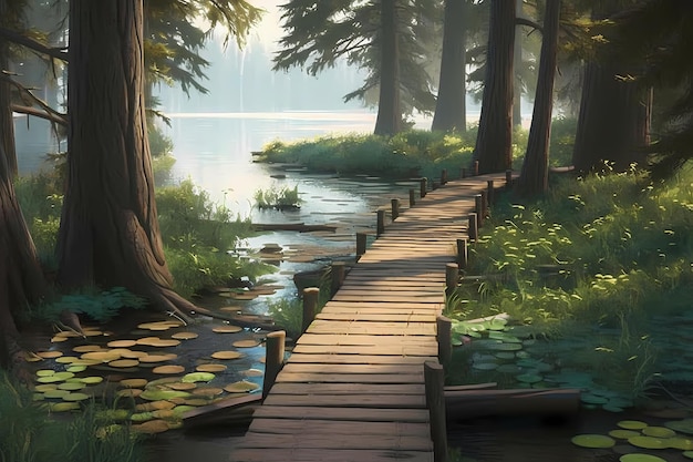 Tranquillo rifugio sul lago con pontile in legno