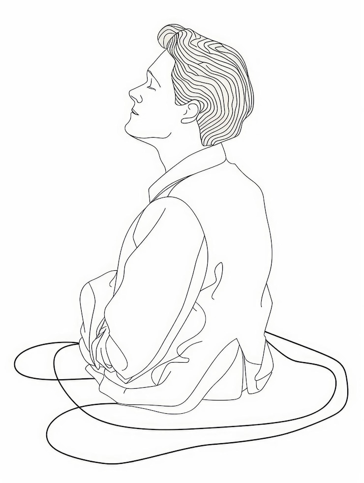 Photo transitioning careers minimalist art with a single continuous line generative ai