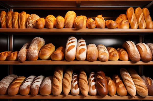 Trasferimento dello scaffale del pane Un'eccedenza di pane pronto per il trasferimento