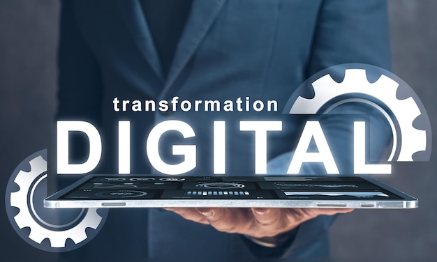 Trasformazione digitale per l'era tecnologica di prossima generazione Trasformazione digitale Concetto di digitalizzazione dei processi aziendali tecnologici Trasformazione digitale aziendale Futuro e innovazione