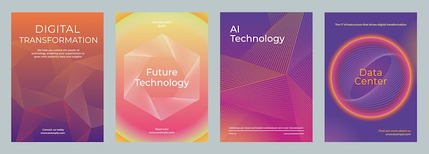 Trasformazione digitale set vettoriale di modelli di poster colorati