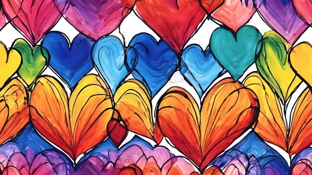 tratti colorati di vernice di tutti i colori dell'arcobaleno a forma di cuore