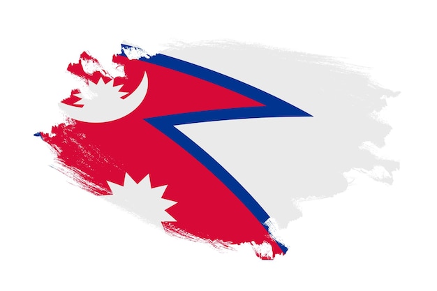 Tratto astratto pennello testurizzati bandiera nazionale del Nepal su sfondo bianco isolato