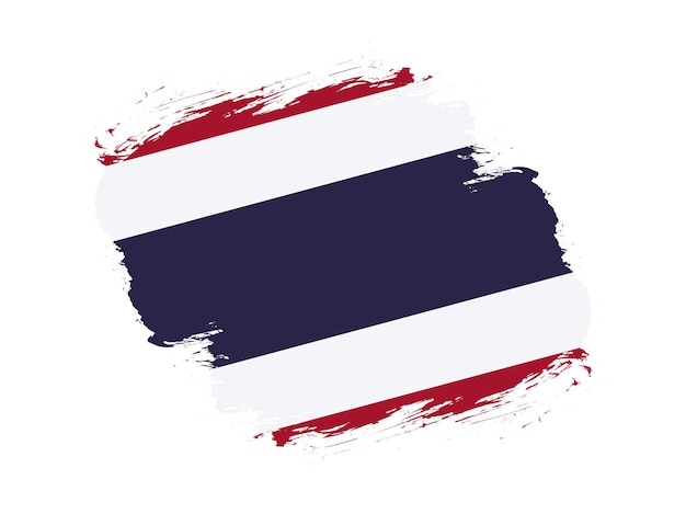 Tratto pennello bandiera martellata della thailandia su sfondo bianco