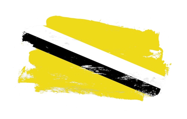 Tratto pennello dipinto in difficoltà bandiera del brunei su sfondo bianco