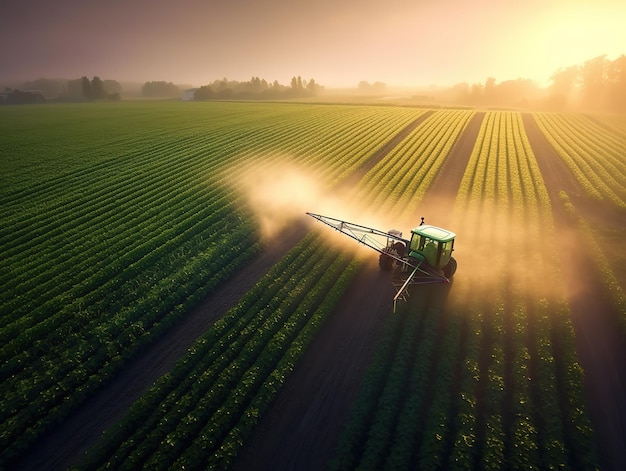 trattore irrigazione agricoltura campo soia fattoria ai generato