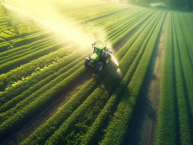 trattore irrigazione agricoltura campo soia fattoria ai generato