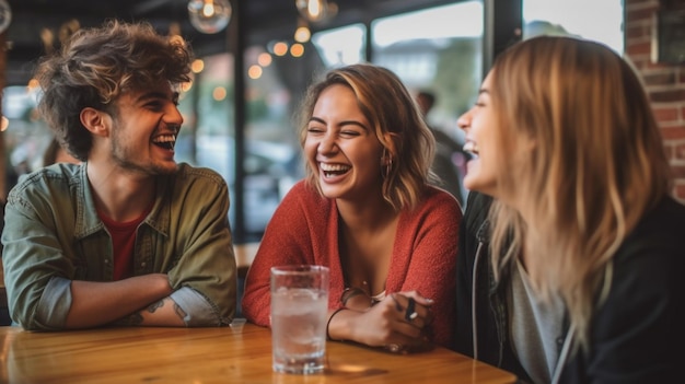 Tre amici conversano in un ristorante