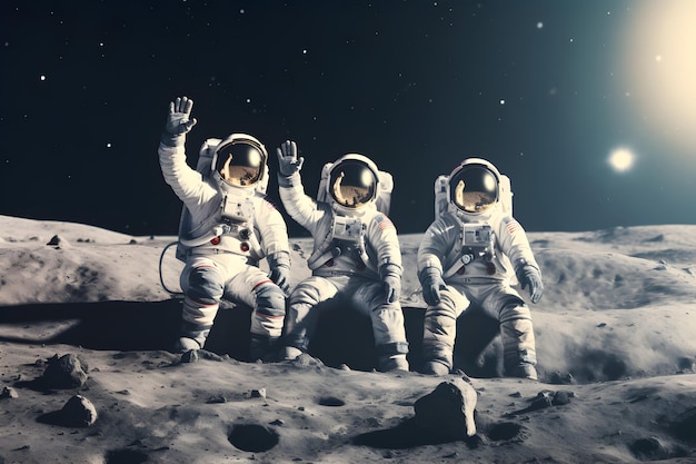 Tre astronauti o astronauti sulla luna