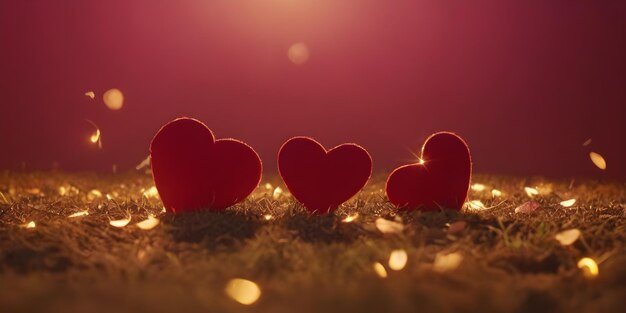 tre cuori su sfondo rosso sfondo speciale per San Valentino