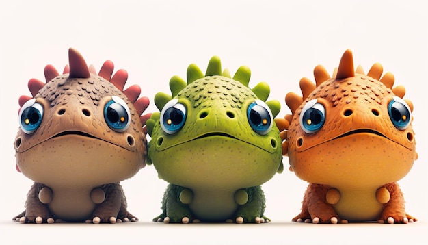 Tre dinosauri in una fila affascinante generativa ai