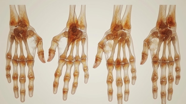Tre diversi tipi di ossa nelle mani ai